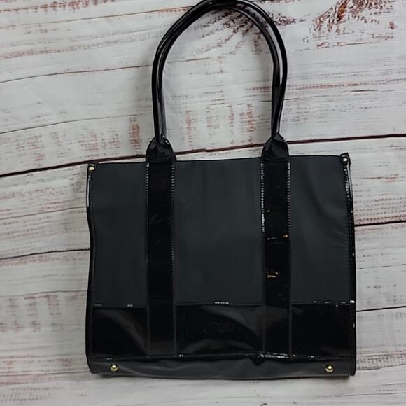 Aimee Kestenberg Black Nylon Shoulder Bag Double Handle Purse Travel Heston Bag - Picture 16 of 16